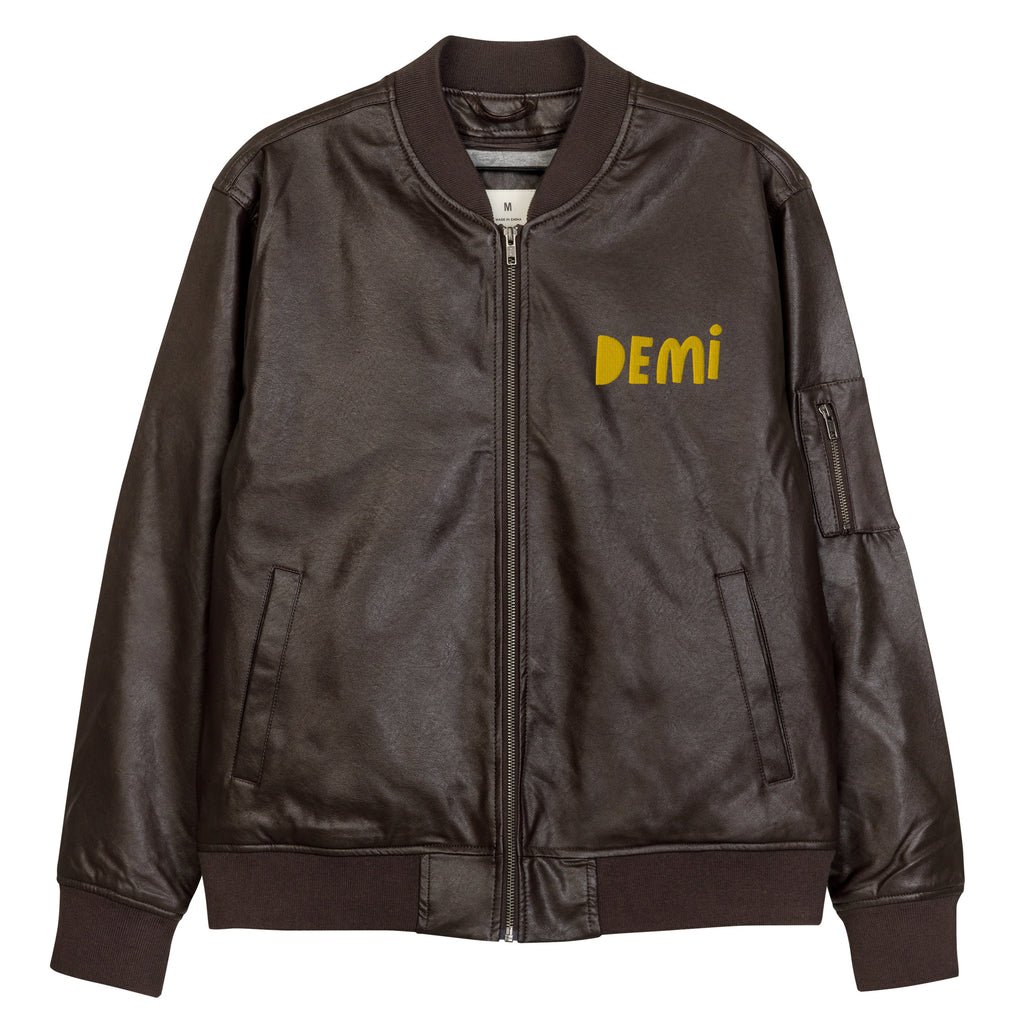 DEMI THE LABEL Leather Bomber Jacket