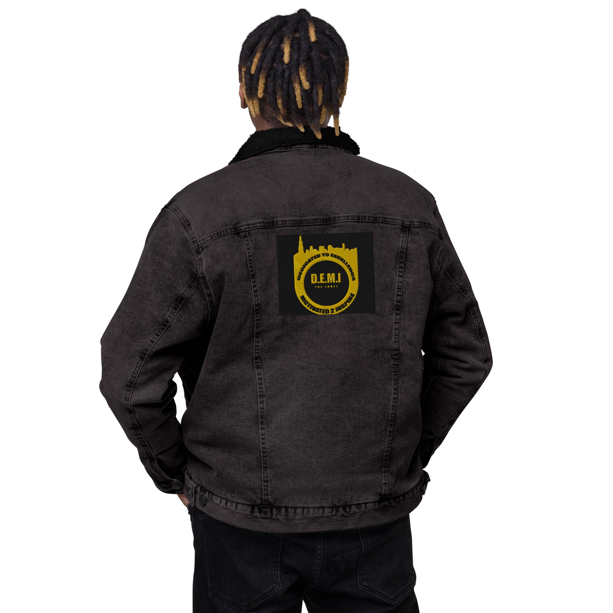 DEMI denim sherpa jacket WITH CHICAGO LOGO